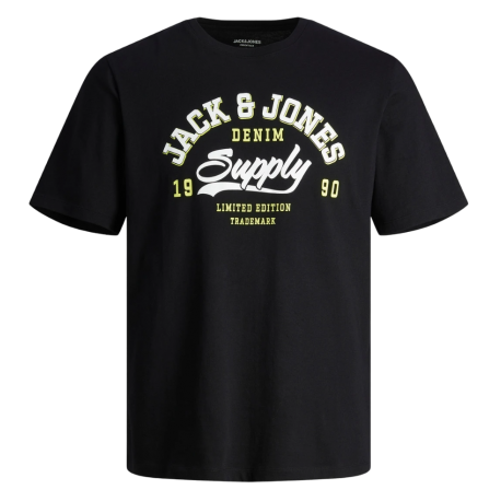 JACK & JONES JJELOGO TEE SS O-NECK 2 COL 12246690 BLACK